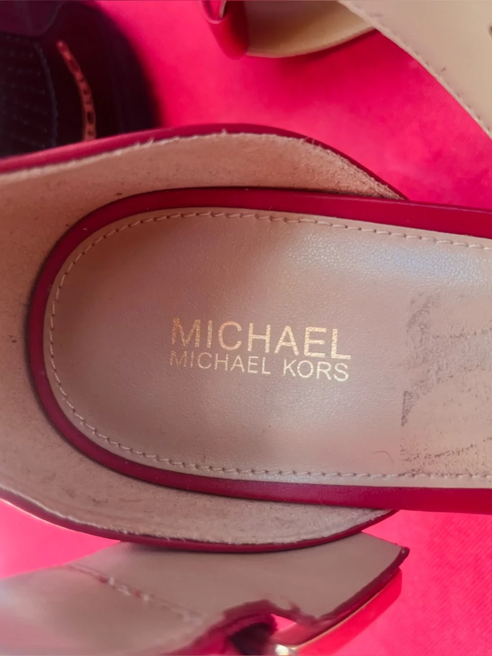 MICHAEL Michael Kors Red Platform Block Heel Sandals